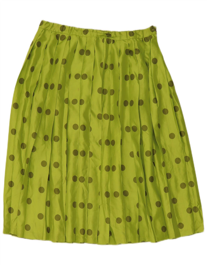 Gonna a pieghe da donna VINTAGE W30 a pois verde medio
