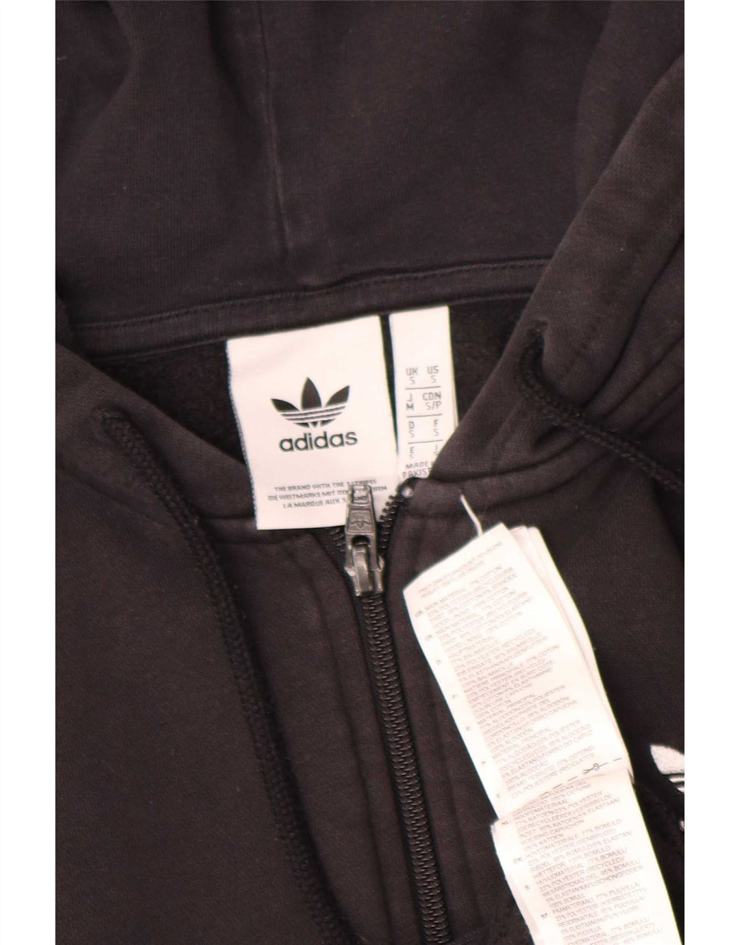 Maglione con cappuccio e zip Adidas da uomo piccolo in cotone nero