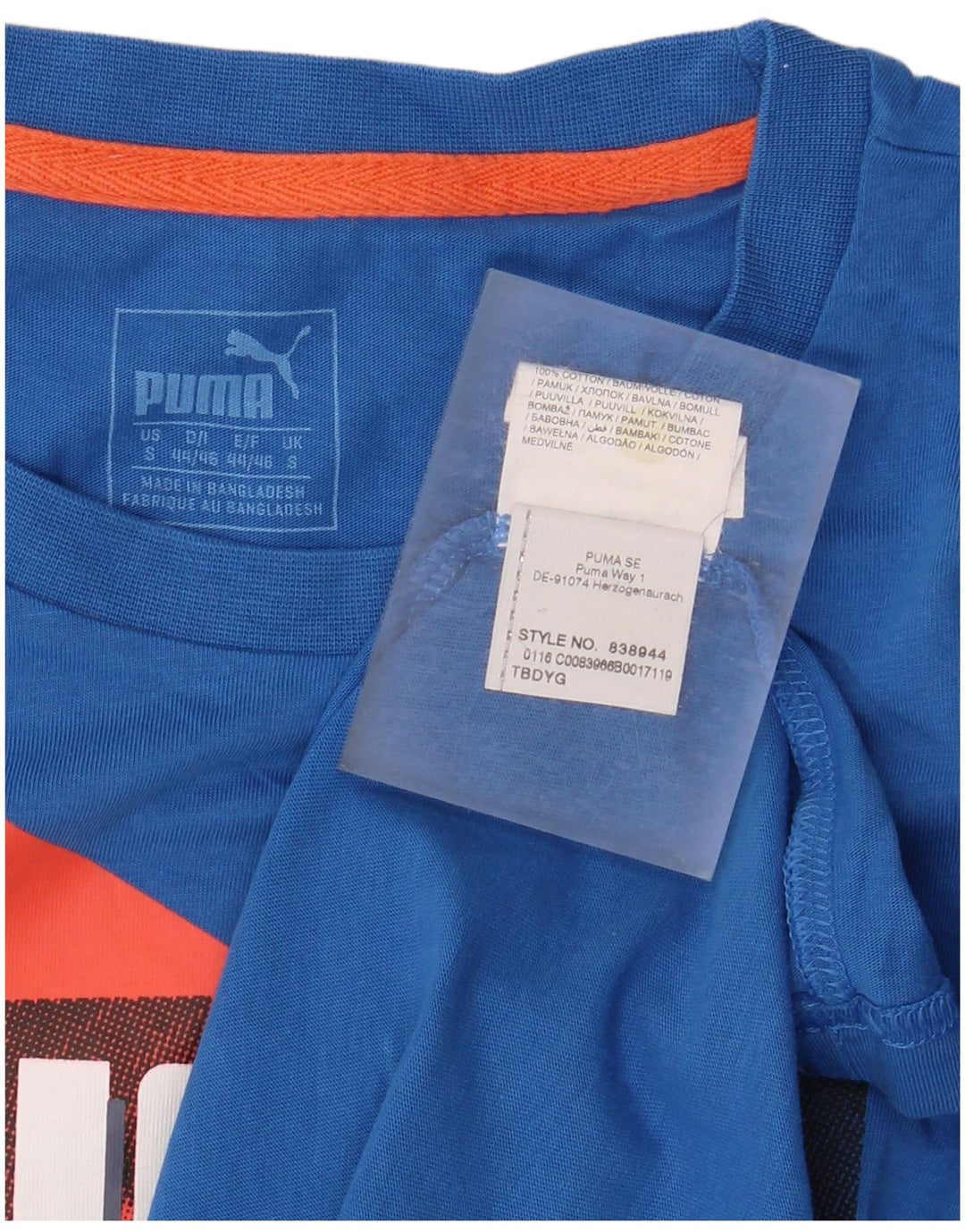 T-shirt grafica da uomo Puma Top Small in cotone blu