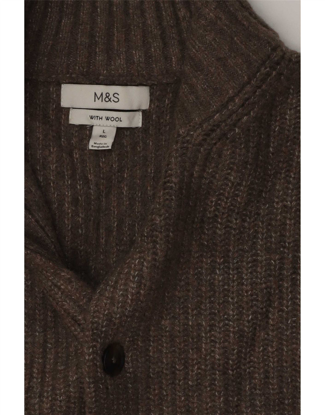 Maglione cardigan da uomo Marks & Spencer grande lana screziata marrone