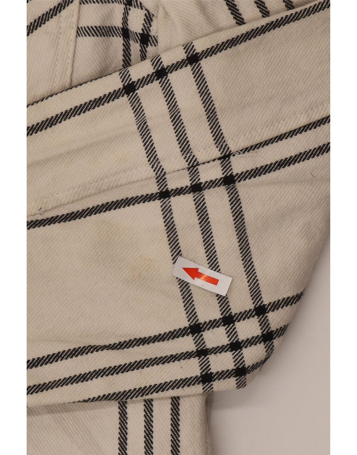 Zara Camicia da uomo overshirt vestibilità rilassata in flanella di cotone a quadri bianchi grandi
