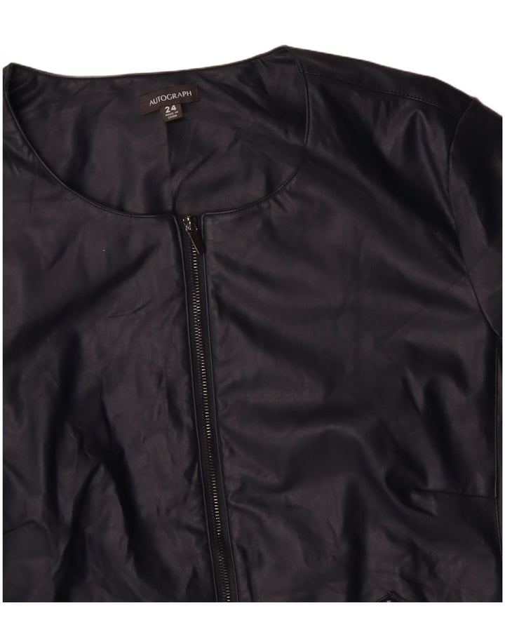 Giubbotto bomber autografo da donna Marks & Spencer UK 24 4XL Blu navy