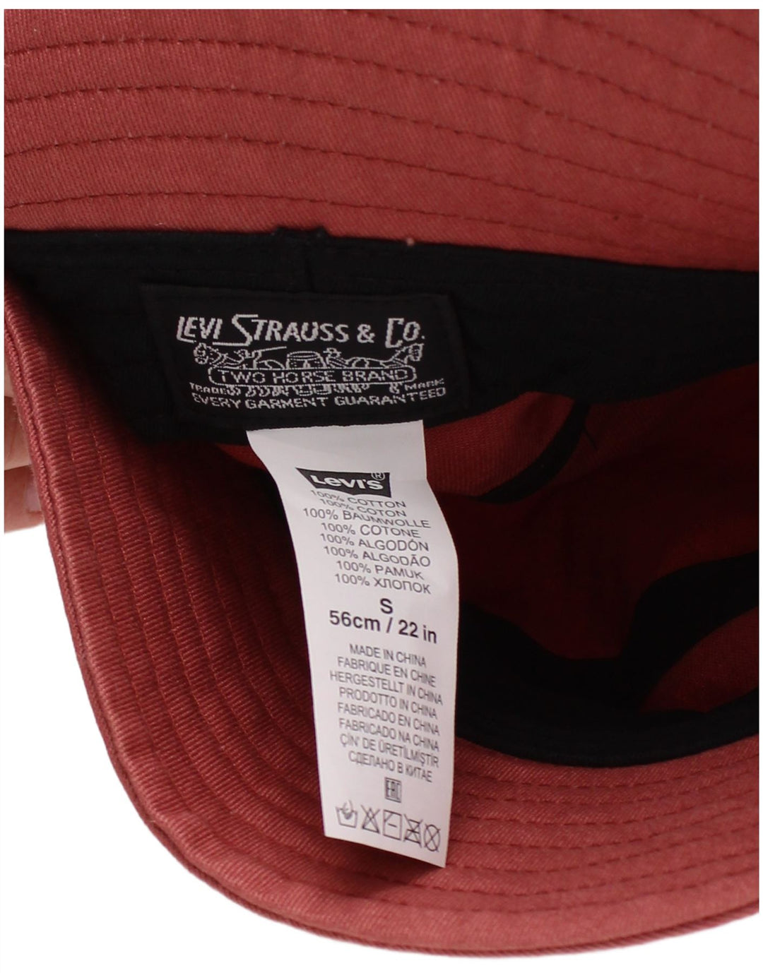 Cappello da pescatore da uomo Levi's piccolo in cotone rosso