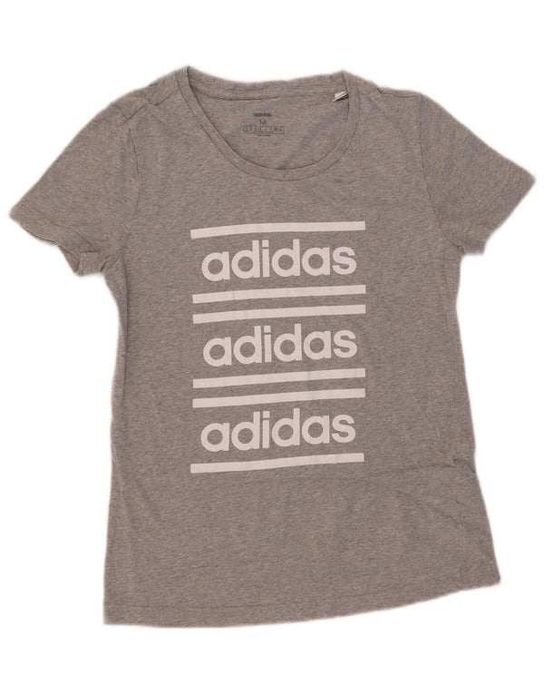 T-shirt grafica da donna Adidas Top UK 12/14 Cotone grigio medio