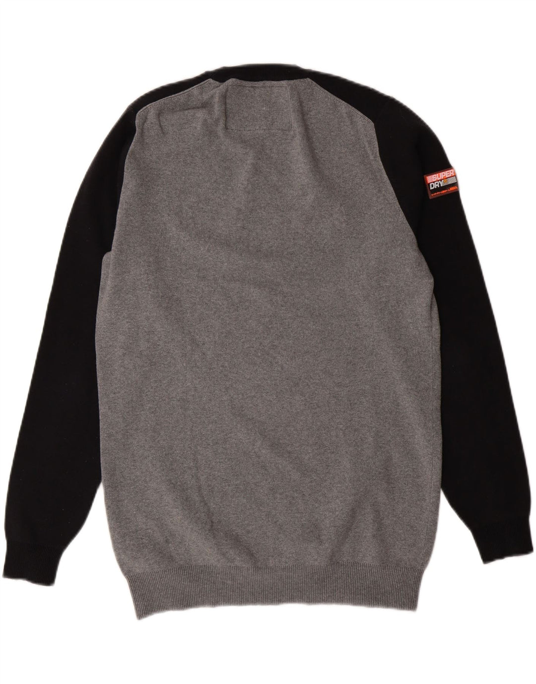SUPERDRY Mens Crew Neck Jumper Sweater Small Grey Colourblock Cotton Vintage Superdry and Second-Hand Superdry from Messina Hembry 