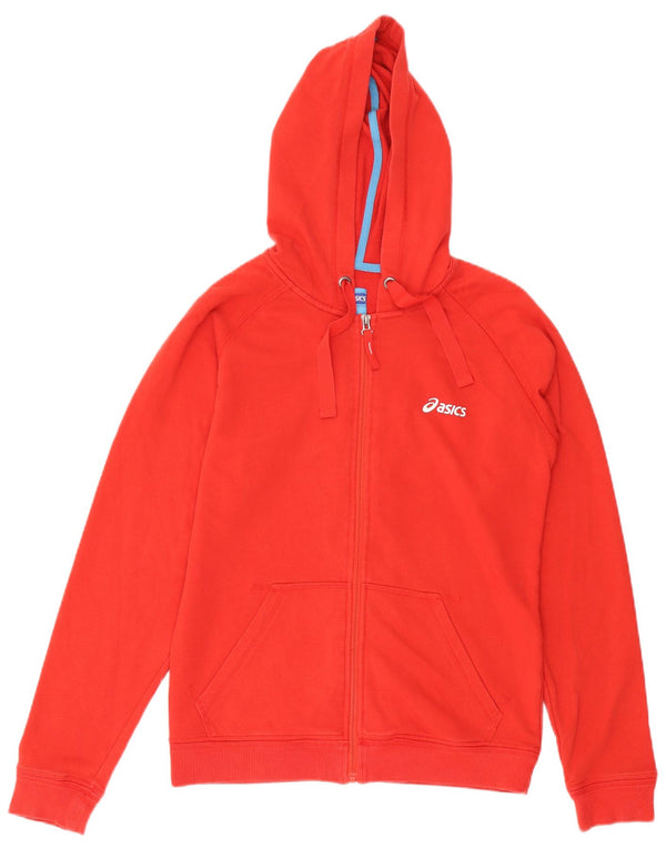 Felpa con cappuccio e zip da uomo Asics in cotone rosso medio