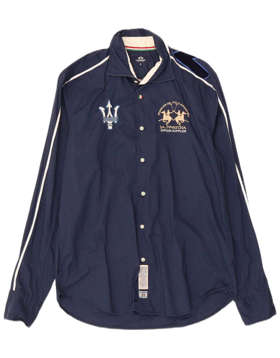 LA MARTINA Mens Graphic Shirt Small Navy Blue Cotton