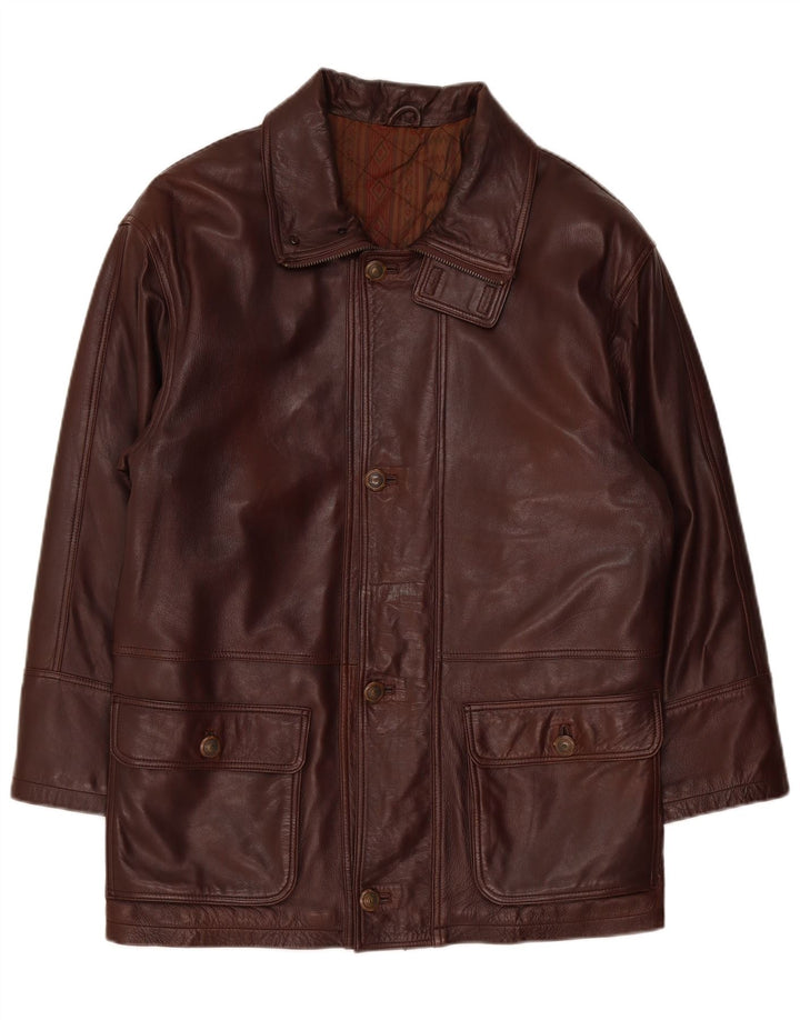 Cappotto in pelle vintage da uomo UK 38 Borgogna medio