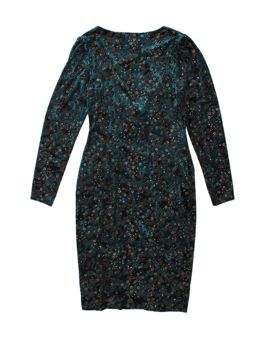 MONSOON Womens Abstract Pattern Long Sleeve Sheath Dress UK 12 Medium Blue Vintage Monsoon and Second-Hand Monsoon from Messina Hembry 