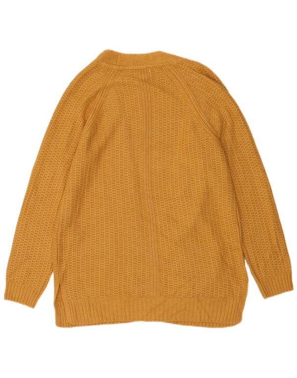 Maglione cardigan aperto oversize da donna Fat Face UK 10 piccolo acrilico giallo