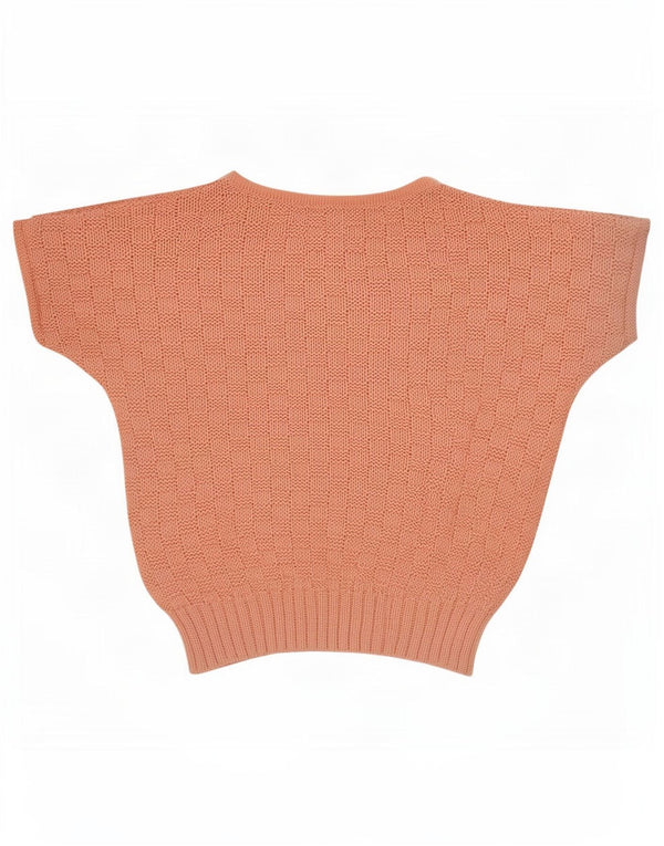 Maglione da donna vintage corto con scollo a barca trasparente UK 14 Rosa medio