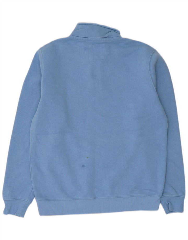 Crew Clothing Felpa con collo con zip da uomo Maglione in cotone blu medio