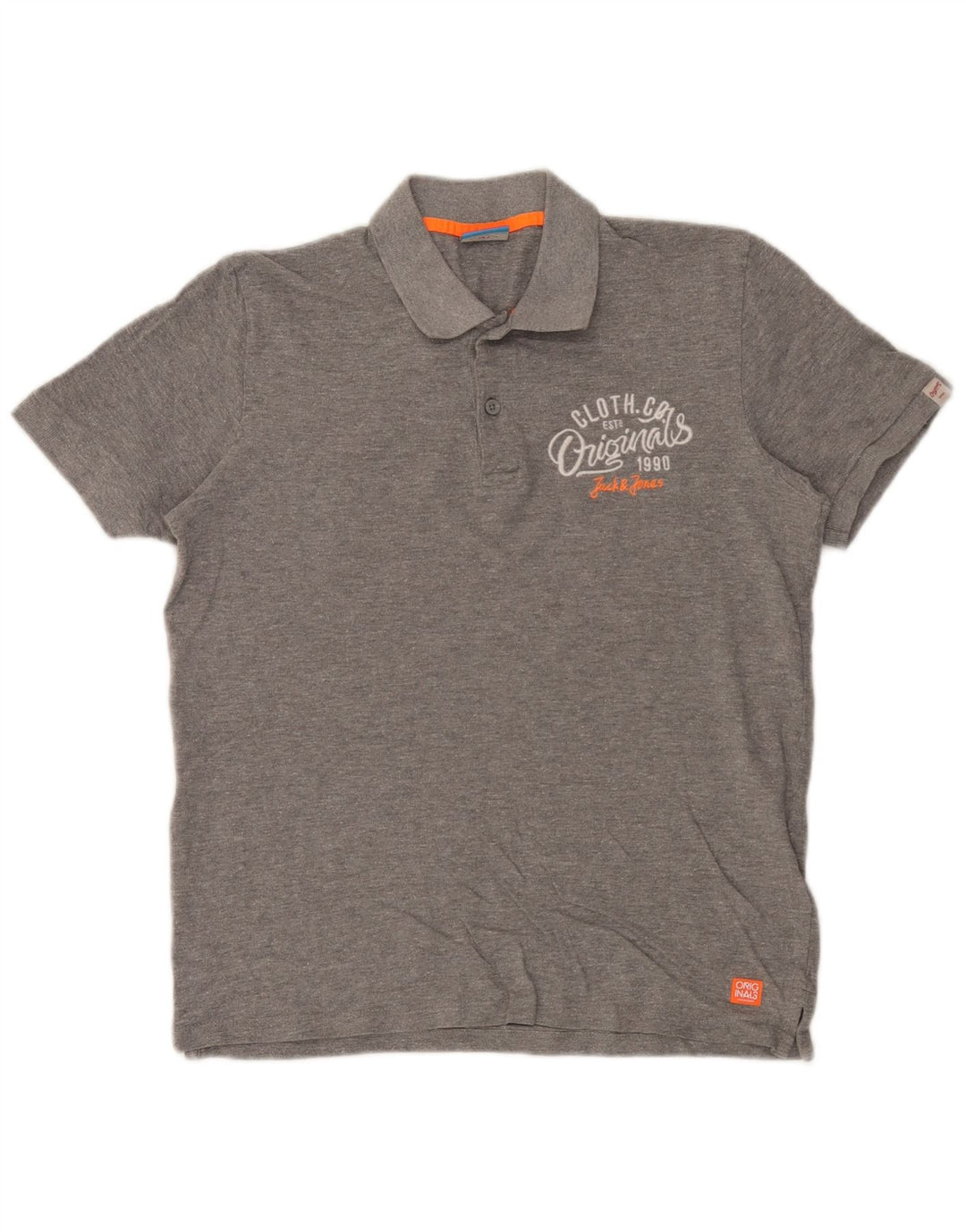 Polo grafica da uomo Jack & Jones in cotone chiazzato grigio medio