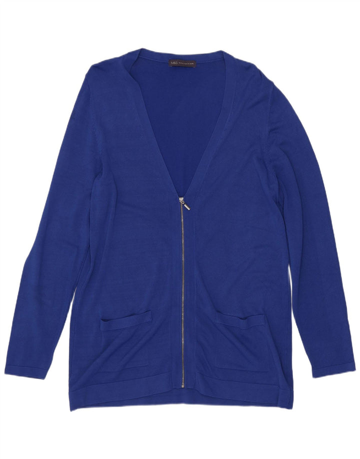 Maglione cardigan da donna Marks & Spencer UK 14 grande lino blu
