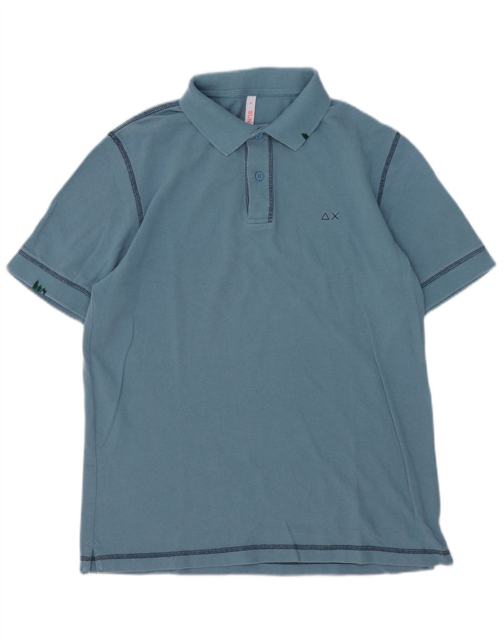 Polo da uomo Sun68 in cotone blu medio