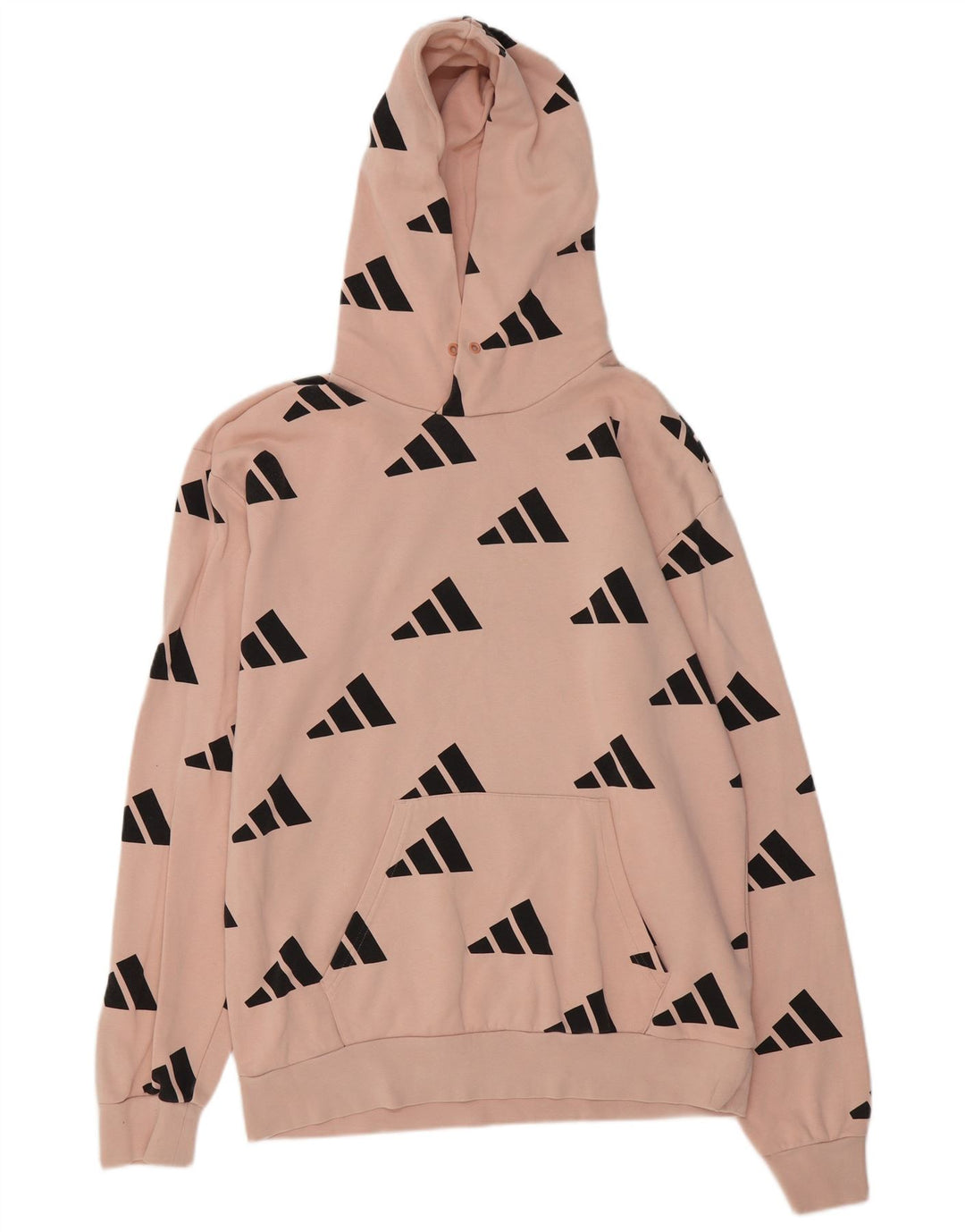 ADIDAS Mens Graphic Hoodie Jumper Medium Pink Cotton