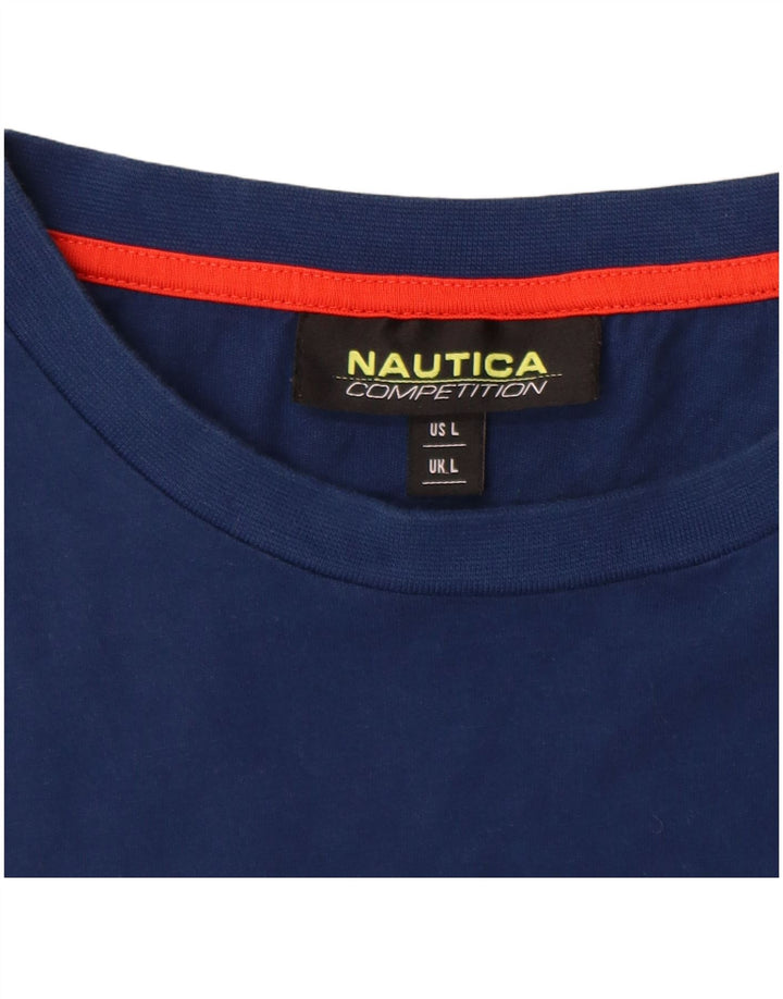 Nautica Top grafico da uomo a maniche lunghe grande in cotone blu navy
