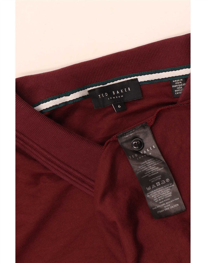 Ted Baker Polo da uomo taglia 6 2XL Borgogna Poliestere