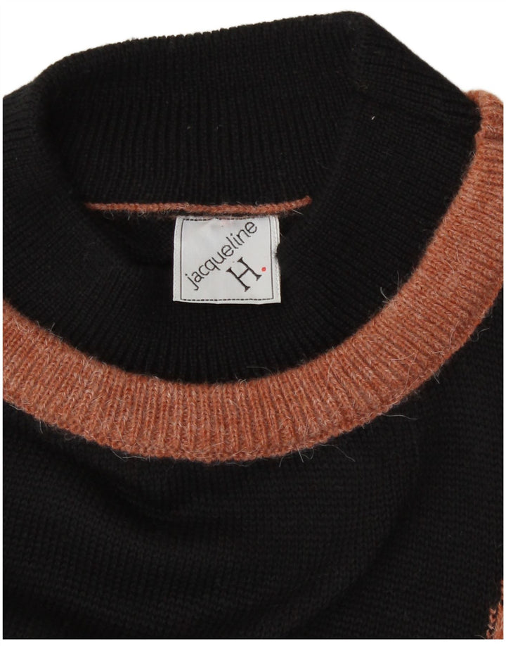 Maglione maglione vintage da donna con collo dolcevita EU 40 medio nero retrò