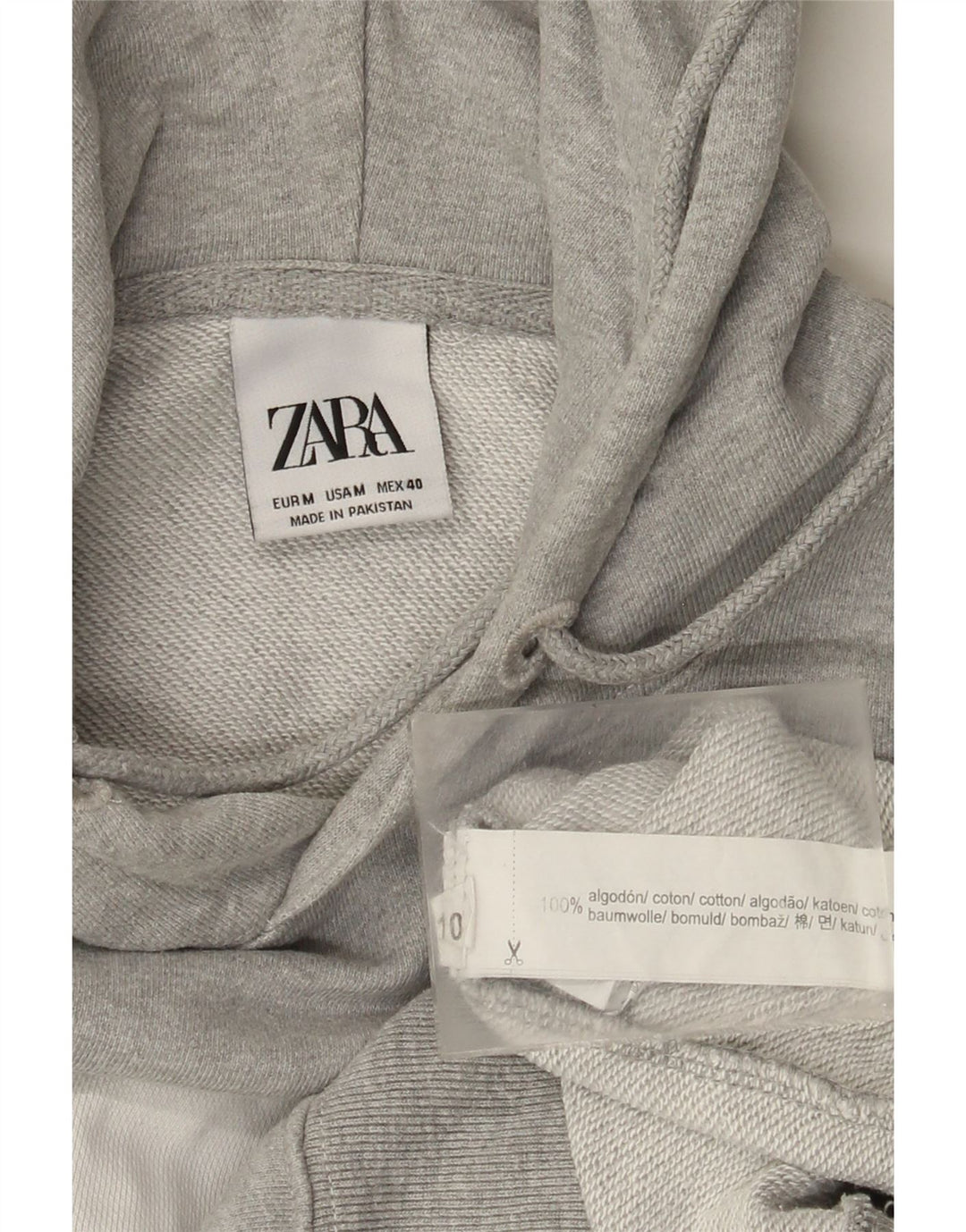 Maglia con cappuccio da uomo Zara in cotone color block grigio medio