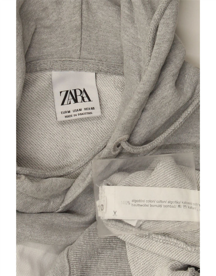 Maglia con cappuccio da uomo Zara in cotone color block grigio medio
