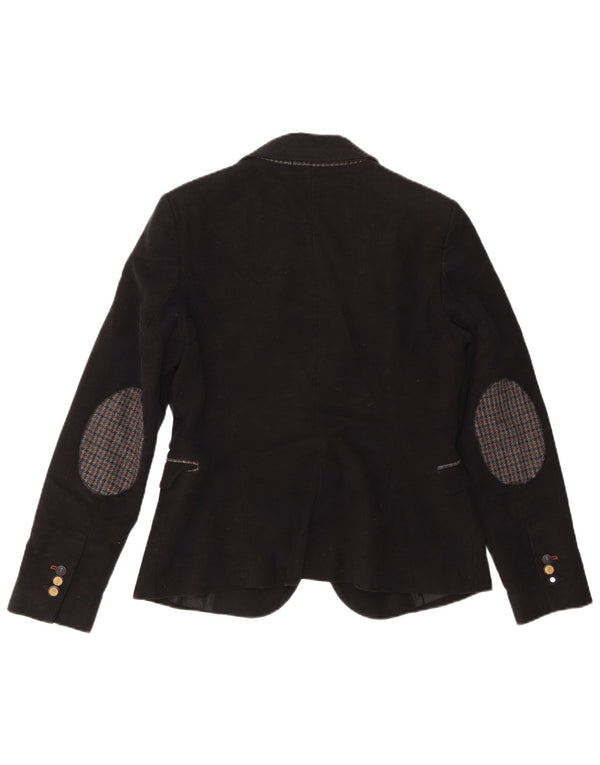 Giacca blazer a 1 bottone da donna Zara UK 14 grande cotone nero