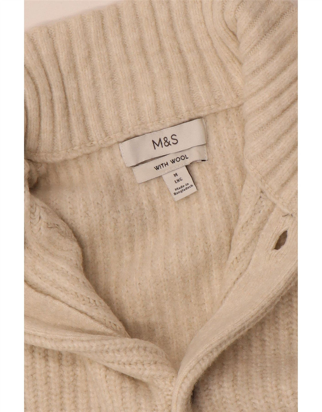 Maglione cardigan da uomo Marks & Spencer in lana beige medio