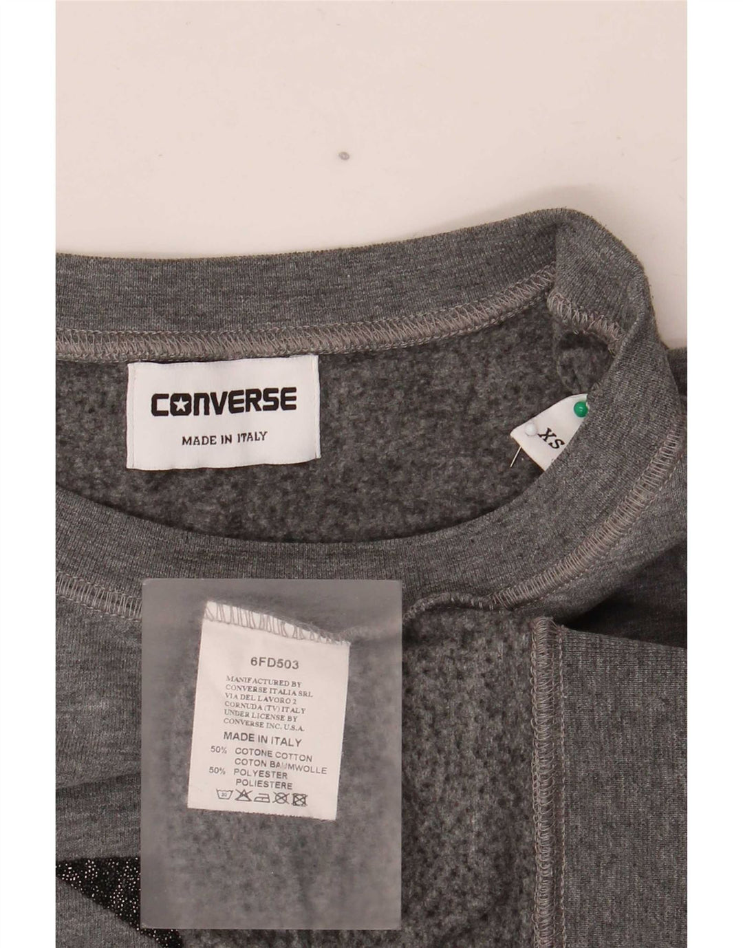 Felpa oversize con grafica da donna Converse UK 6 XS grigio chiazzato