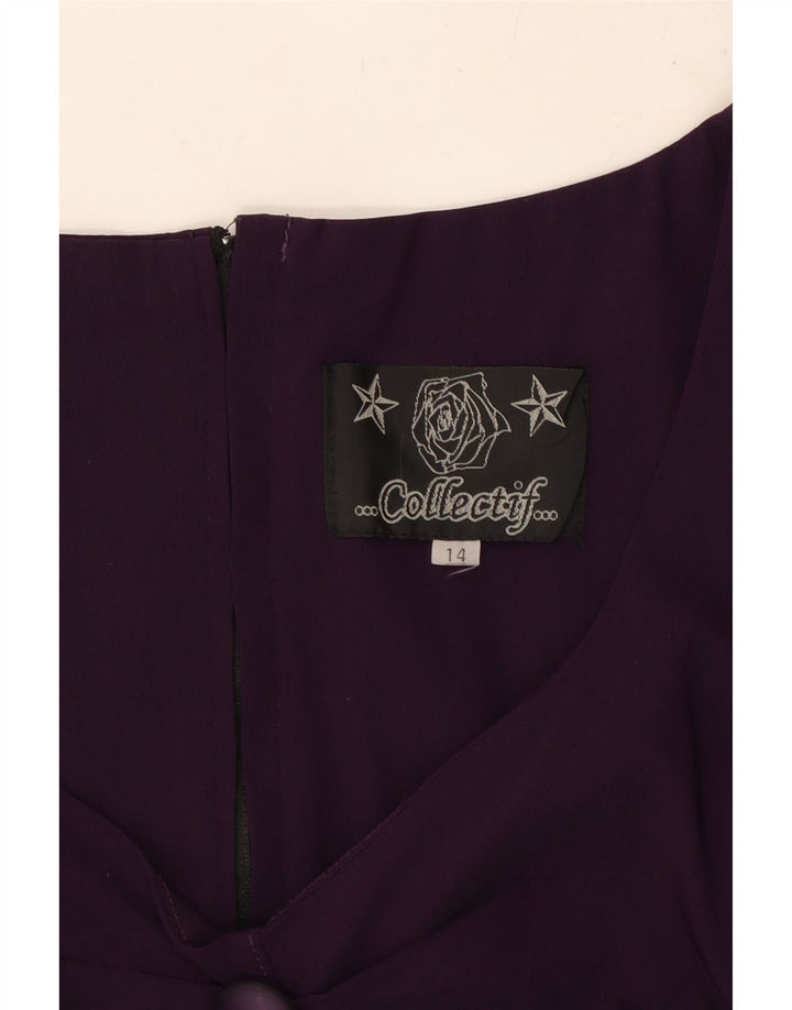 Abito tubino da donna con maniche a 3/4 COLLECTIF UK 14 grande viola