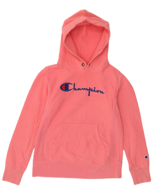 Felpa con cappuccio grafica Champion Reverse Weave da donna UK 14 Rosa medio