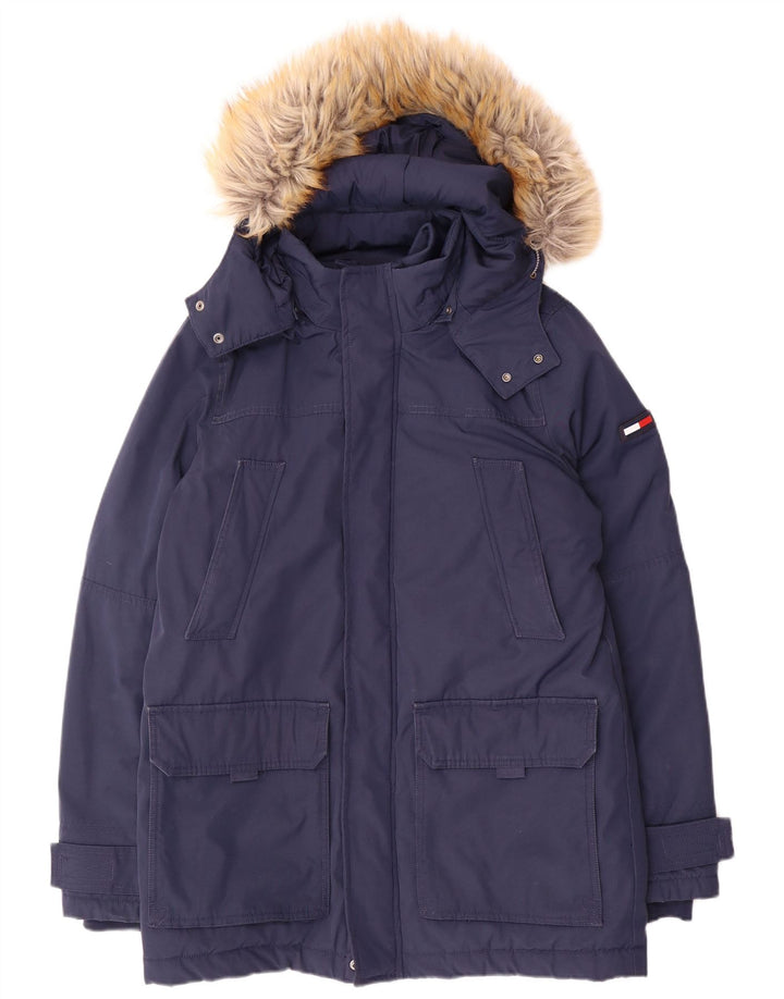 Giacca parka con cappuccio da uomo Tommy Hilfiger UK 38 medio blu navy poliestere