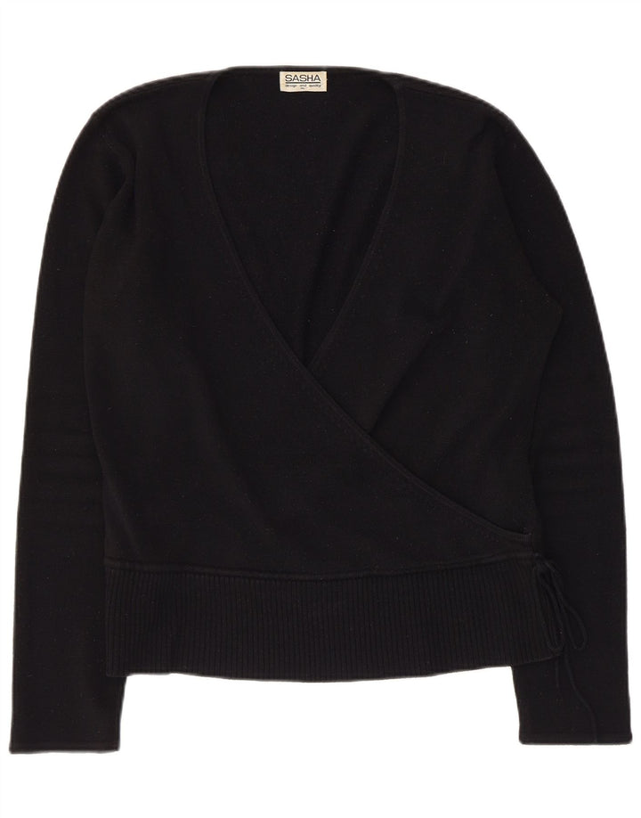 Maglione da donna con scollo a V Sasha UK 18 XL Acrilico nero