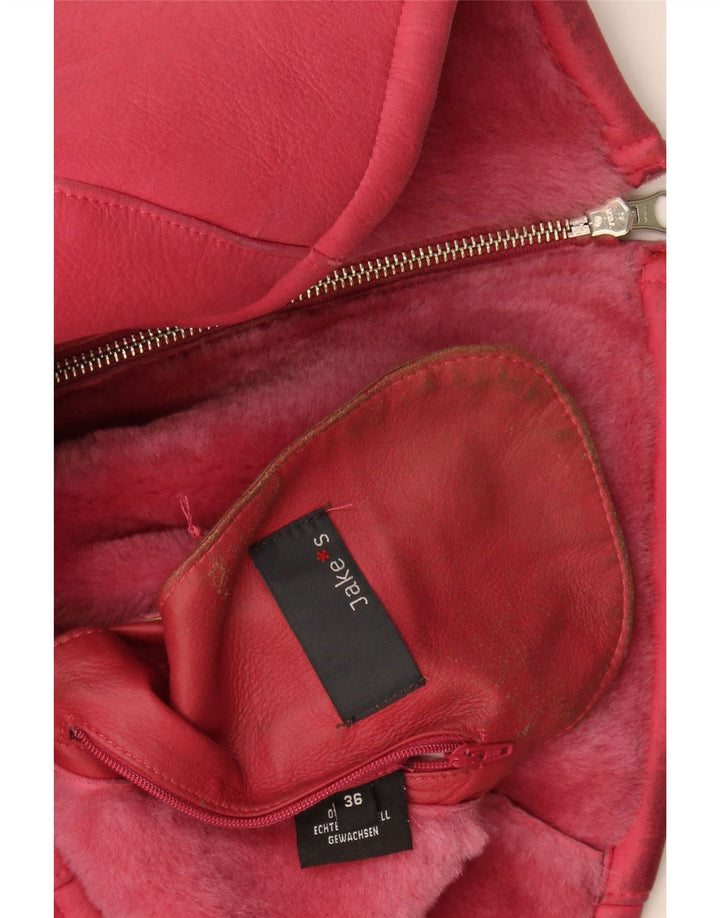 Giacca in shearling da donna dal taglio ampio di Jake EU 36 piccola pelle rosa