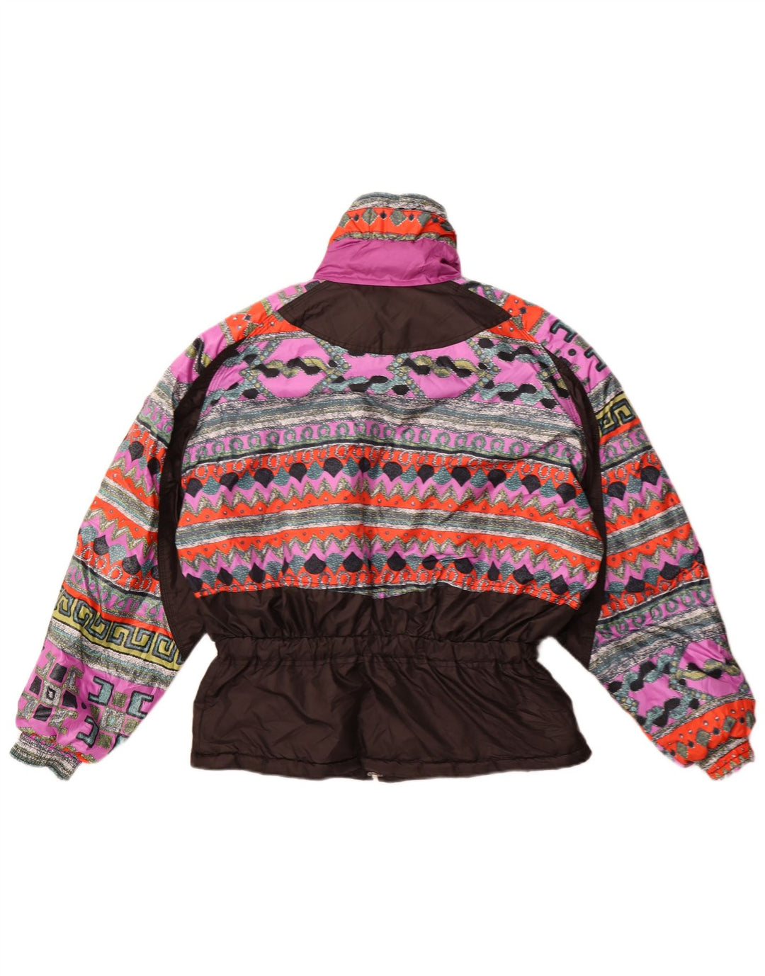 Giacca a vento da donna vintage EU 42 Grande poliestere geometrico nero