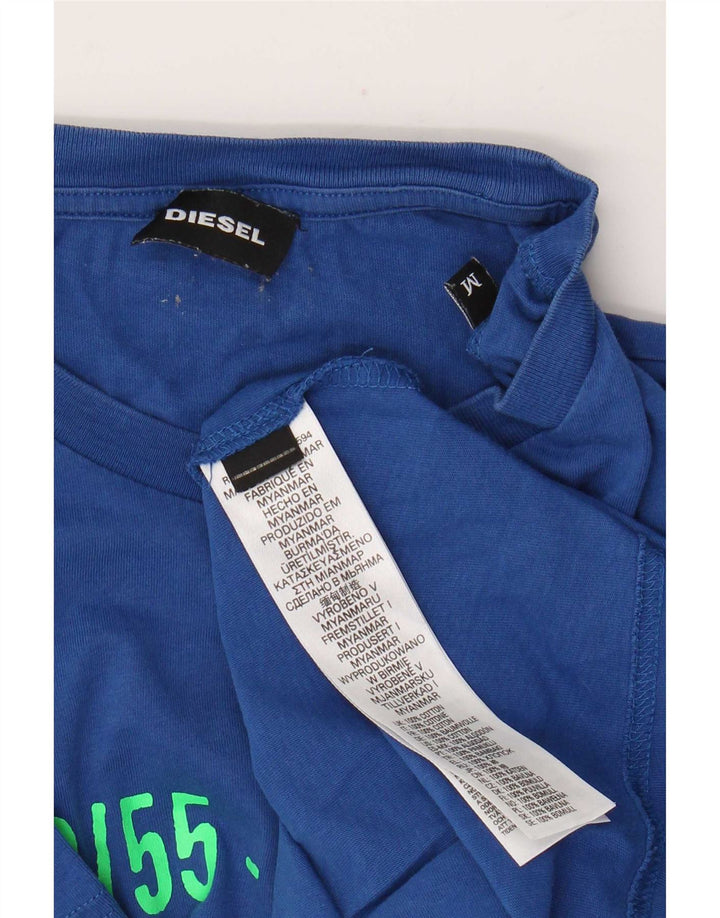 T-shirt grafica da uomo Diesel Top in cotone blu medio