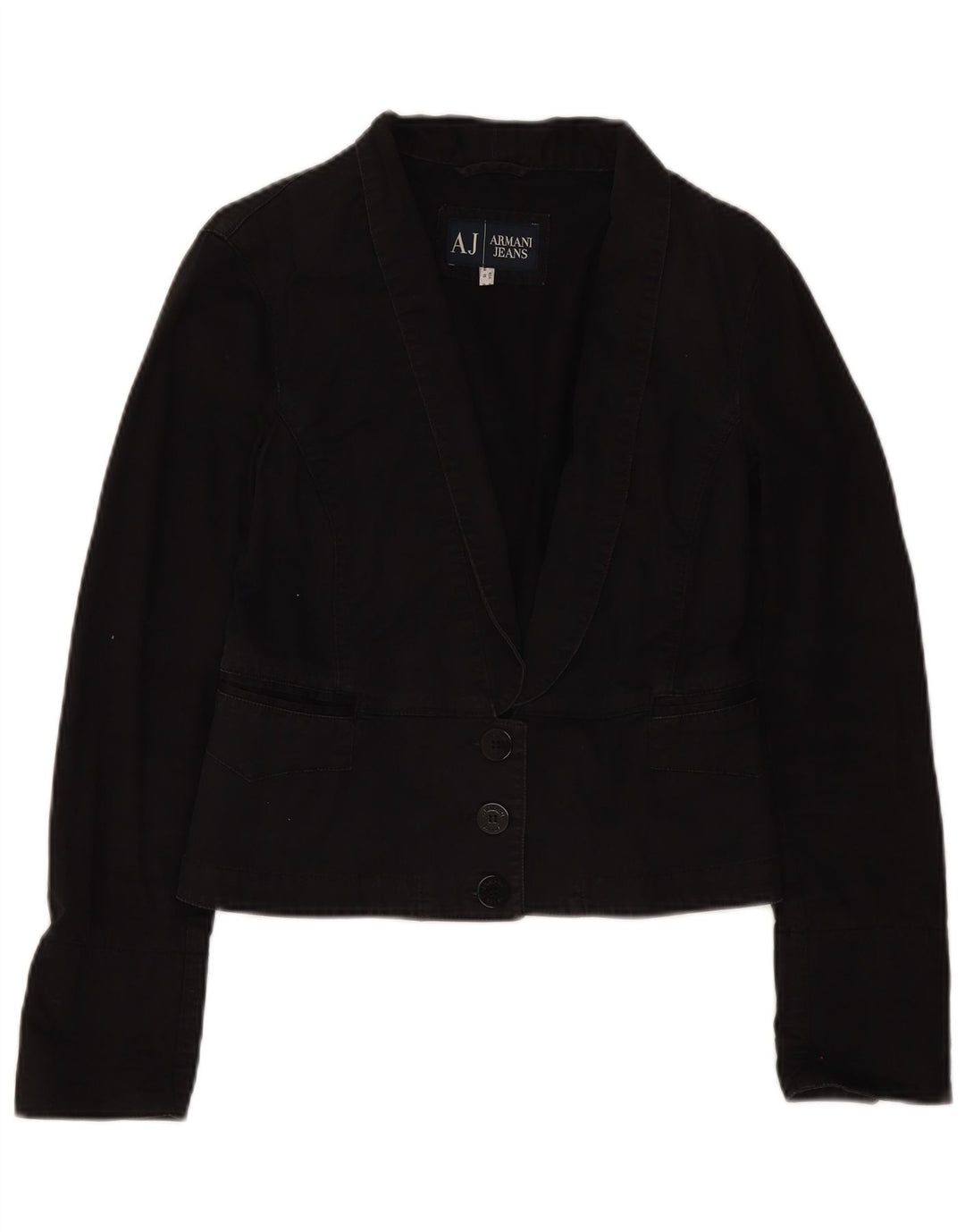 Giacca blazer a 3 bottoni corta da donna Armani Jeans IT 44 cotone nero medio