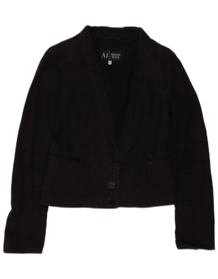 Giacca blazer a 3 bottoni corta da donna Armani Jeans IT 44 cotone nero medio