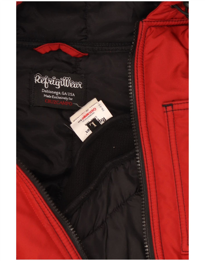 Giacca imbottita con cappuccio da donna Refrigiwear UK 16 Large Red Colourblock