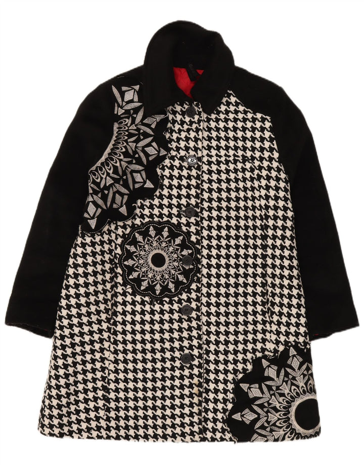 DESIGUAL Cappotto grafico da donna EU 44 XL Poliestere pied de poule nero