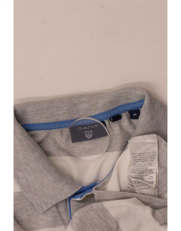 Polo da uomo Gant in cotone a righe grigio medio