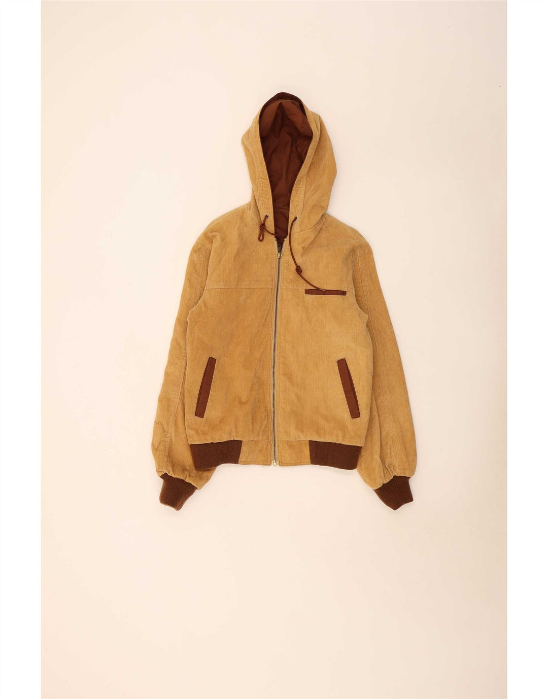 Giubbotto bomber reversibile con cappuccio vintage da uomo UK 38 Colorblock marrone medio
