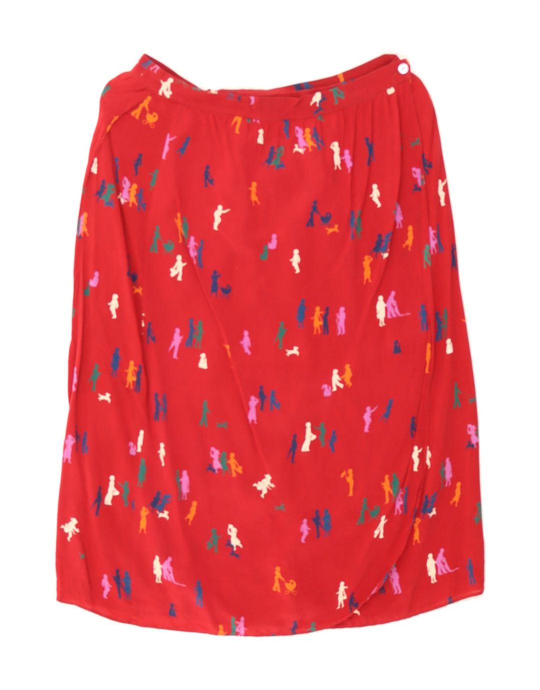 VINTAGE Womens Abstract Pattern Straight Skirt W34 Large Red Silk Vintage Vintage and Second-Hand Vintage from Messina Hembry 