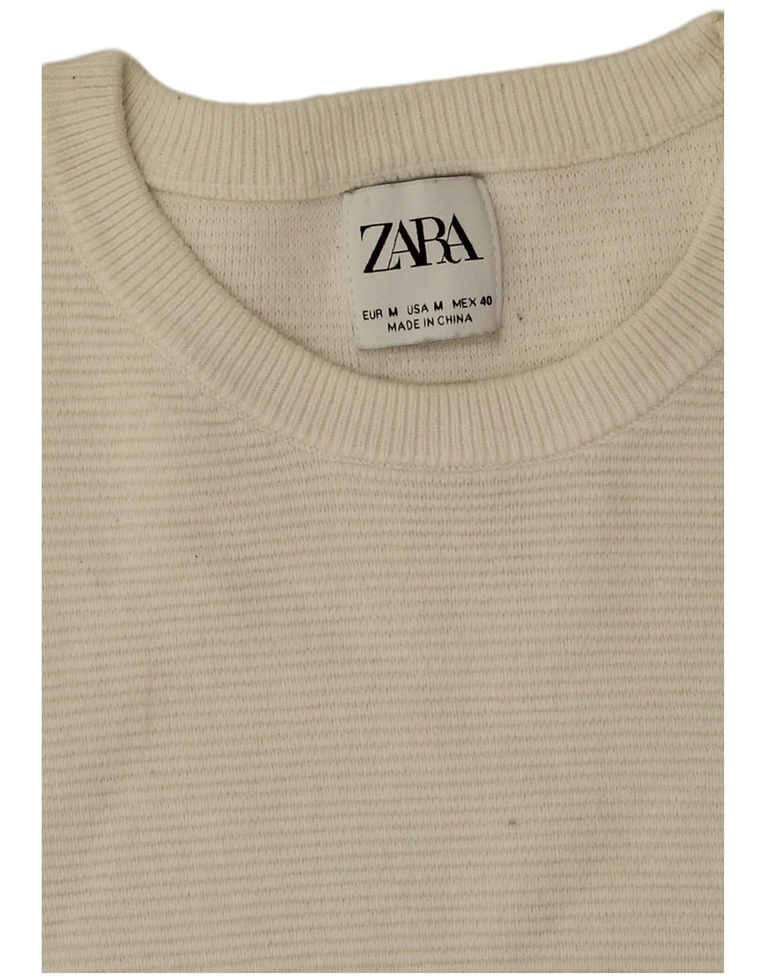 Maglione maglione girocollo da uomo Zara in cotone bianco medio