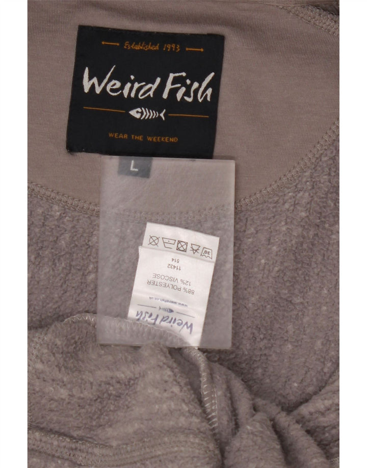 WEIRD FISH Giacca in pile da uomo UK 40 Large Grigio Poliestere