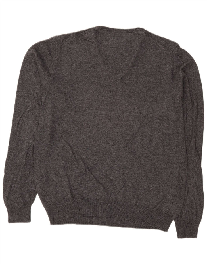 Maglione da uomo Marks & Spencer vestibilità regolare con scollo a V in cotone grigio medio