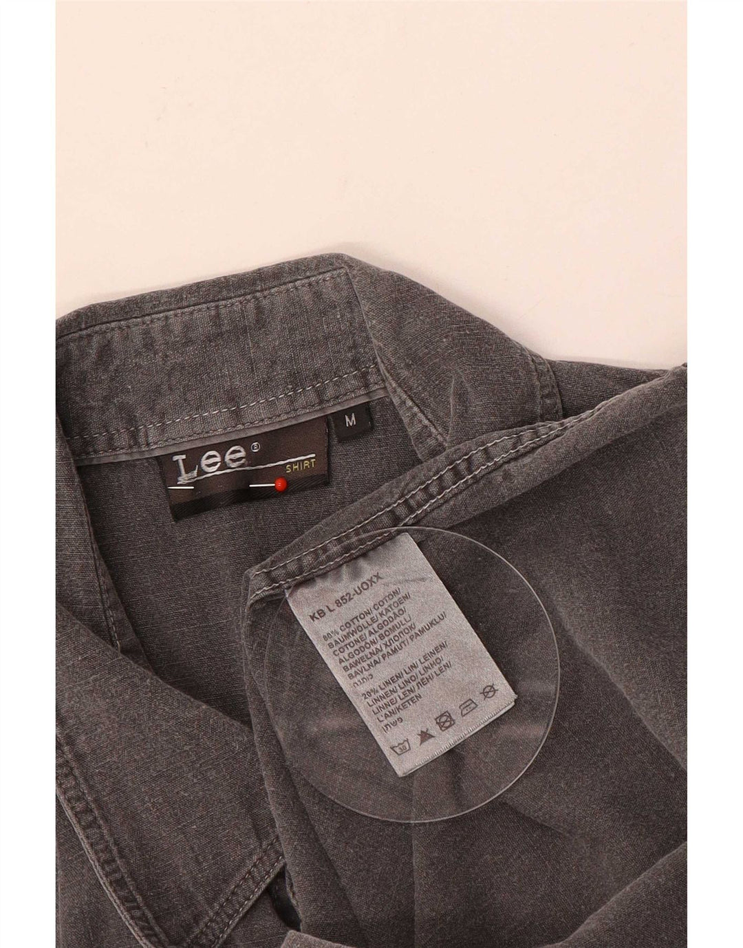 Camicia militare a maniche corte da uomo Lee in cotone grigio medio