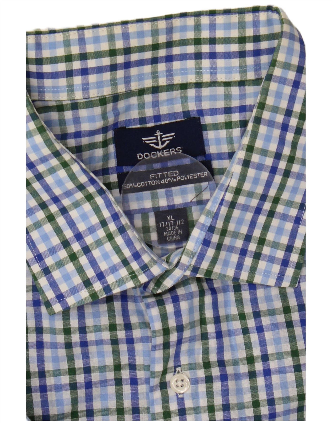 DOCKERS Camicia aderente da uomo taglia 17 1/2 XL Cotone a quadri multicolore
