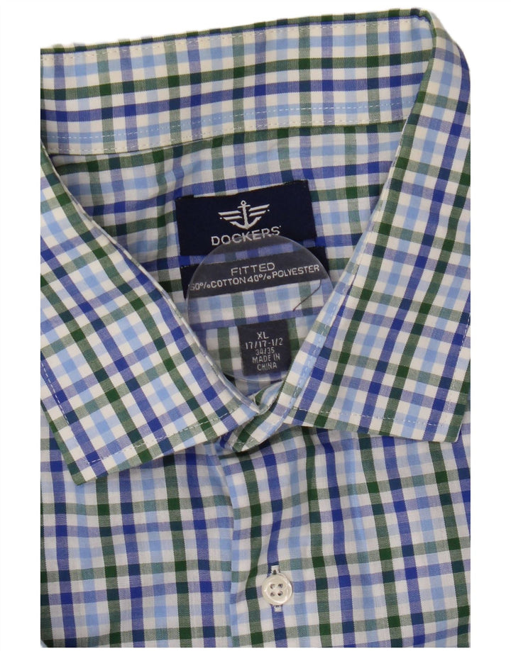 DOCKERS Camicia aderente da uomo taglia 17 1/2 XL Cotone a quadri multicolore