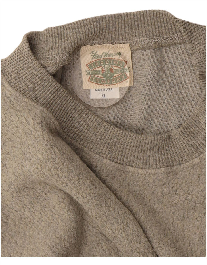 Maglione in pile vintage da uomo XL in cotone grigio