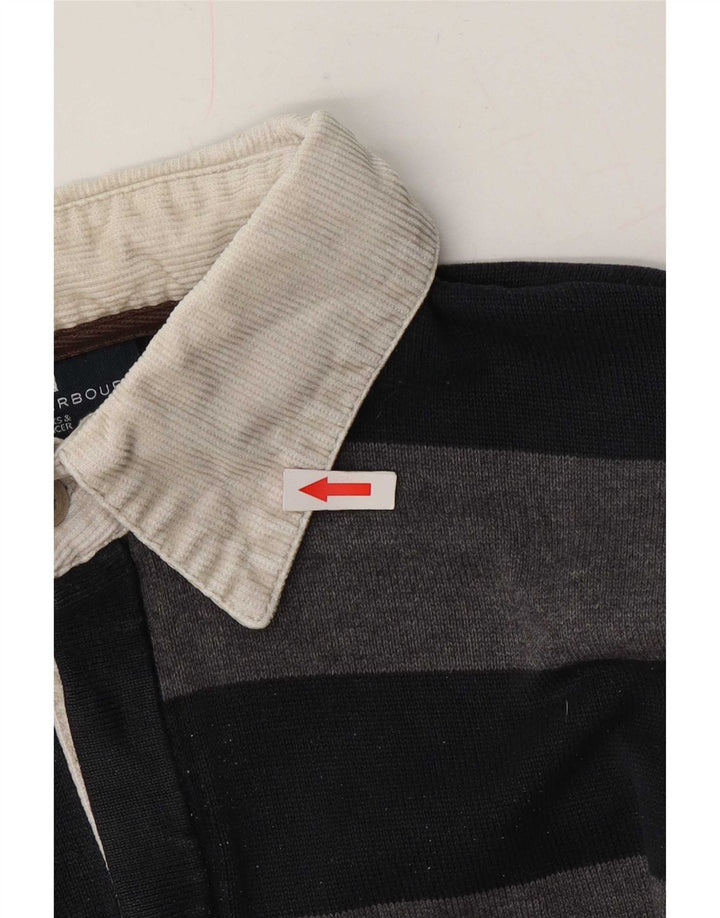 Maglione da uomo Marks & Spencer blu Harbour con collo a polo nero medio